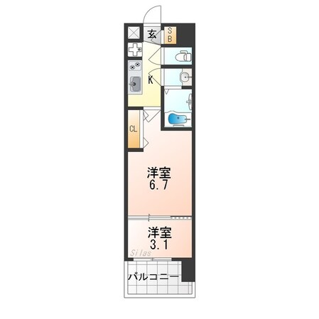 荒本駅 徒歩2分 15階の物件間取画像